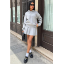Gray Hooded and Skirted Knitwear Set 10224